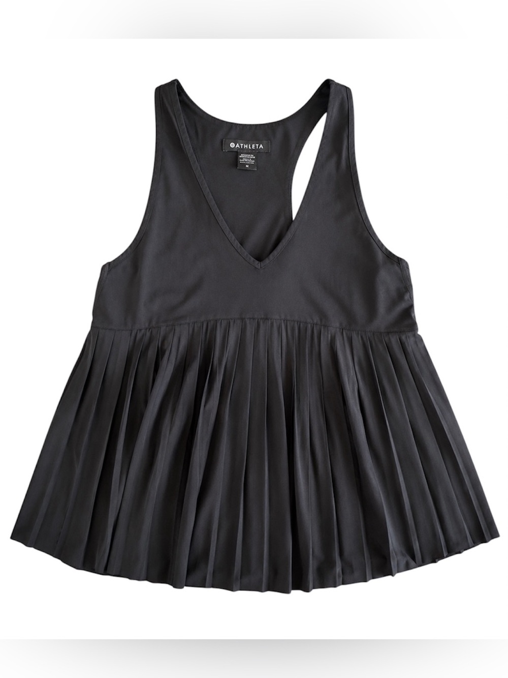 Athleta Black Pleated Racerback Workout Tank Top Size Medium EUC